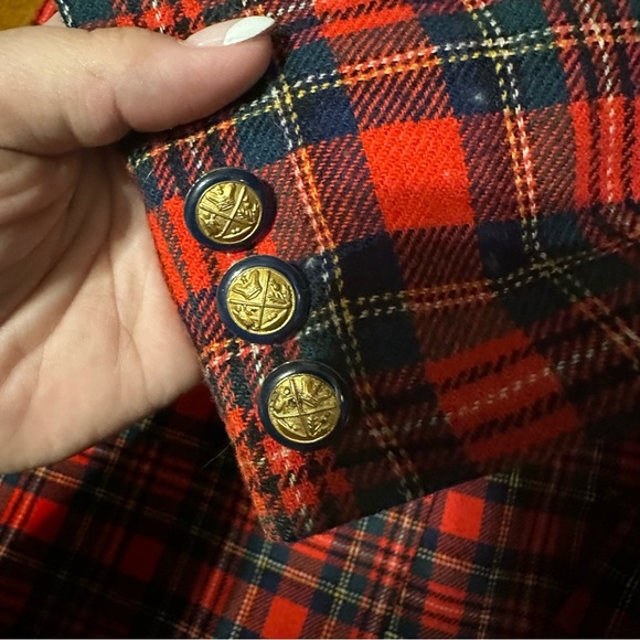 Vintage Pendleton Plaid Tartan Red 100% Virgin Wool Blazer Women’s Sz 18 Plus - Picture 3 of 10